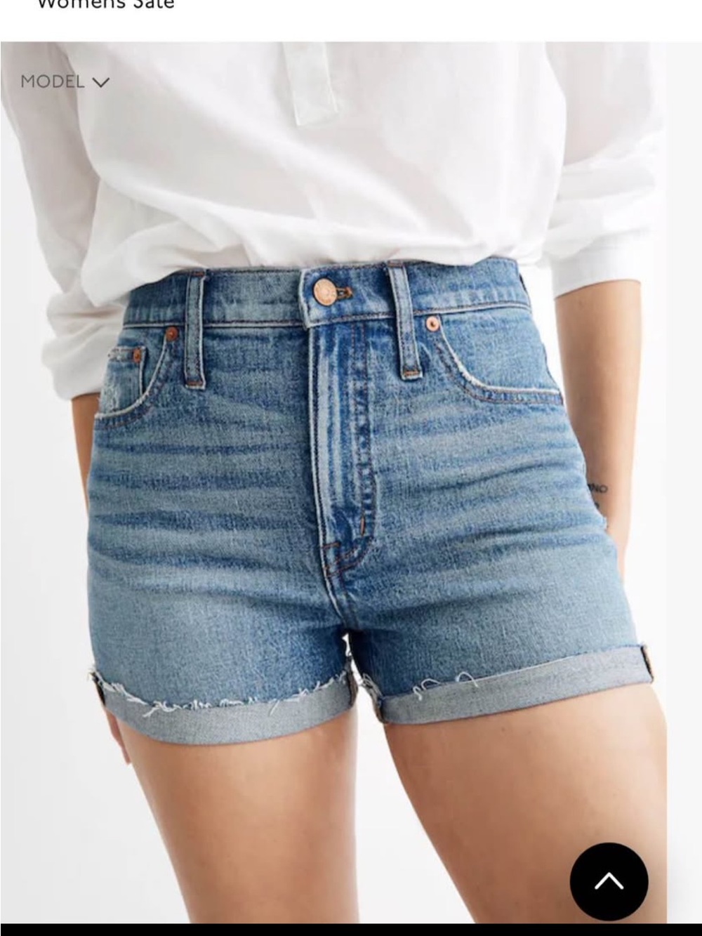 Madewell High Rise Denim Shorts Size 24 Raw Hem Medium Wash